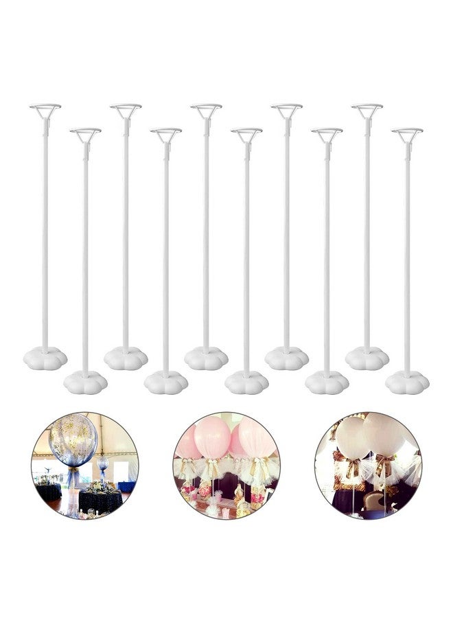 Sakolla 10 Sets Balloon Stick Stand Balloon Sticks Holder With Base For Table Desktop Centerpiece Balloon Holder For Birthday Party Wedding Baby Shower And Anniversary Decoration (15.7 Inch White) - Image 1
