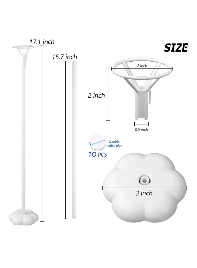 Sakolla 10 Sets Balloon Stick Stand Balloon Sticks Holder With Base For Table Desktop Centerpiece Balloon Holder For Birthday Party Wedding Baby Shower And Anniversary Decoration (15.7 Inch White) - Image 4