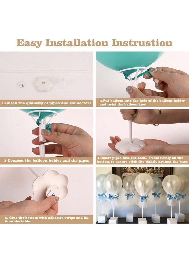 Sakolla 10 Sets Balloon Stick Stand Balloon Sticks Holder With Base For Table Desktop Centerpiece Balloon Holder For Birthday Party Wedding Baby Shower And Anniversary Decoration (15.7 Inch White) - Image 3