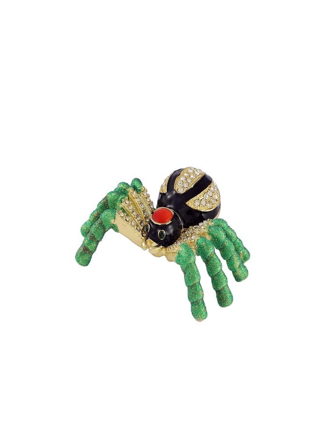 QIFU Cute Small Black Spider Style Hand Painted Enamel Trinket Box, Unique Gift for Family - Image 1
