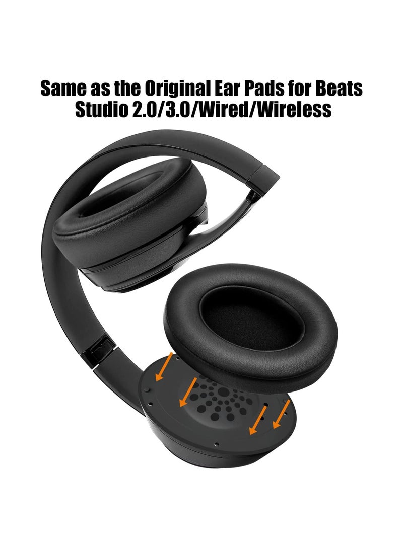 KASTWAVE Earpads Cushions Replacement for Beats Solo 2 and Solo 3 Wireless On-Ear Headphones, Ear Pads with Soft Protein Leather, Noise Isolation Memory Foam, Added Thickness (Black) - Image 2