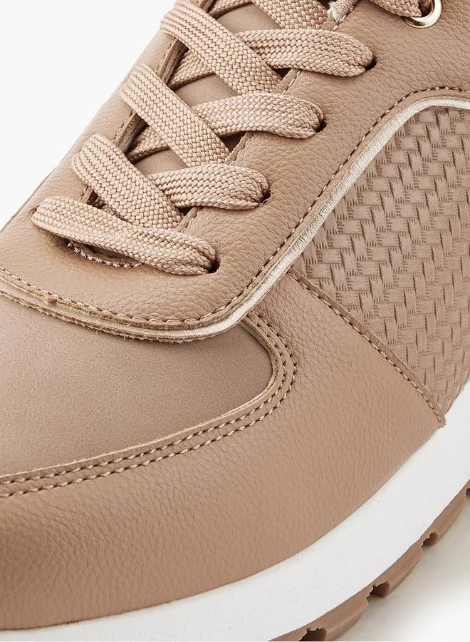 Flora Bella By Shoexpress NUDE Flora Bella Panelled Lace-Up Sneakers for Women | Best Price UAE