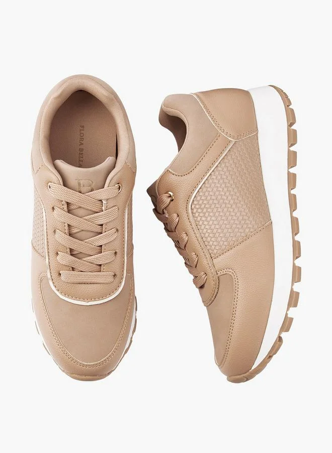 Flora Bella By Shoexpress NUDE Flora Bella Panelled Lace-Up Sneakers for Women | Best Price UAE