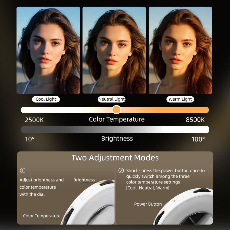 Flymile Magnetic Selfie Light for iPhone, LED Fill Ring Light for MagSafe with Adjustable, Compatible with Smartphone, for Selfies/Photography/TikTok/Video Conference, Portable & Rechargeable, Black - Image 4