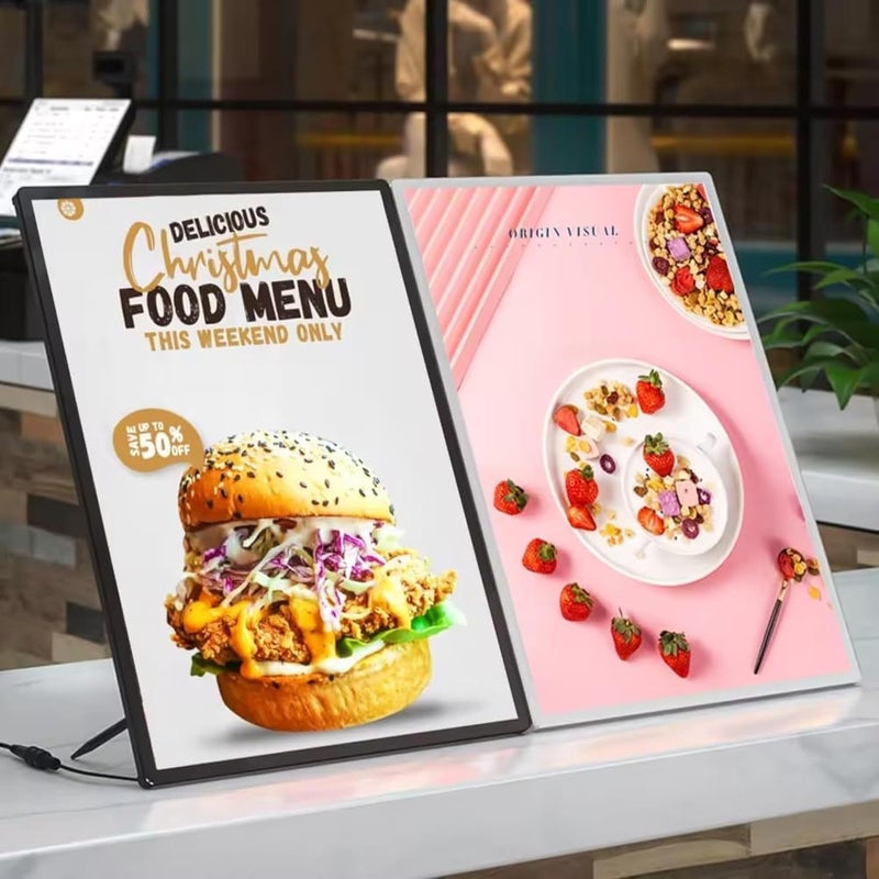 QAILUX LED Lightbox A4 & A3 Sizes | Transparent Illuminated with Tempered Glass Poster Display | Ultra-Slim LED Menu Board for Restaurants, Cafes, Cinemas, Retail Stores (Silver, A4) - Image 5