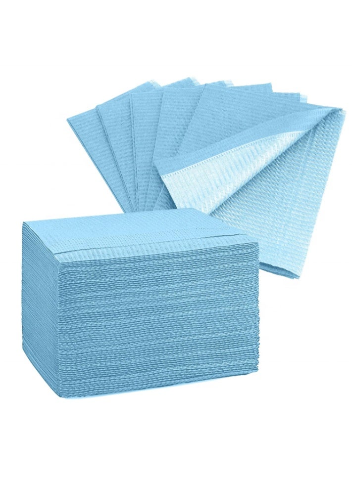 مريلة أسنان استخدام مرة واحدة، مريلة مقاومة للماء من 3 طبقات لعيادة الأسنان, صالون التجميل، العناية بكبار السن. لون أزرق 125 قطعة - Image 1