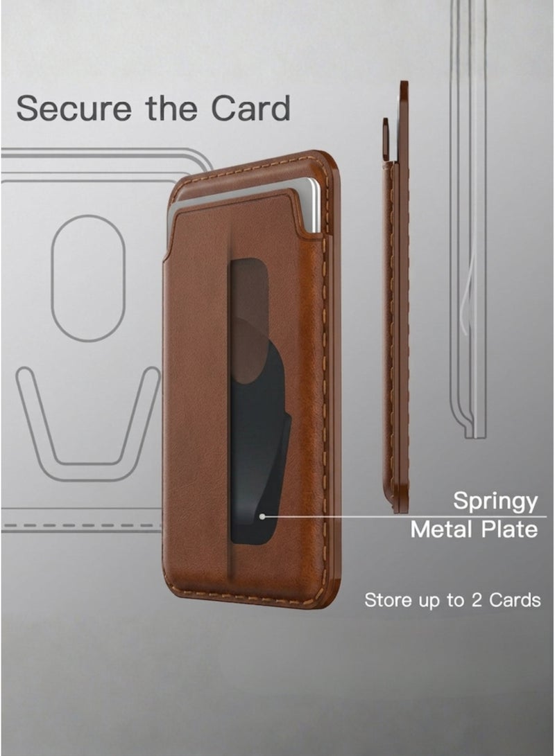 DUSALA Magnetic Wallet Compatible with MagSafe for iPhone 17/17e/Air/16/15/14/13/12 Series, Pixel 10 Series, PU Phone Card Holder, Store 1-2 Cards (Brown) - Image 5