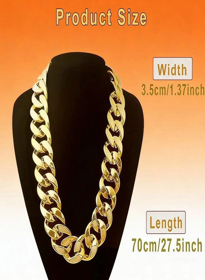 Markeny Men's Chunky Necklace, Rapper Fake Gold Chain 90s Hip Hop Fake Gold Necklace Costume Accessory (27.5 Inches*1.37inches) - Image 2