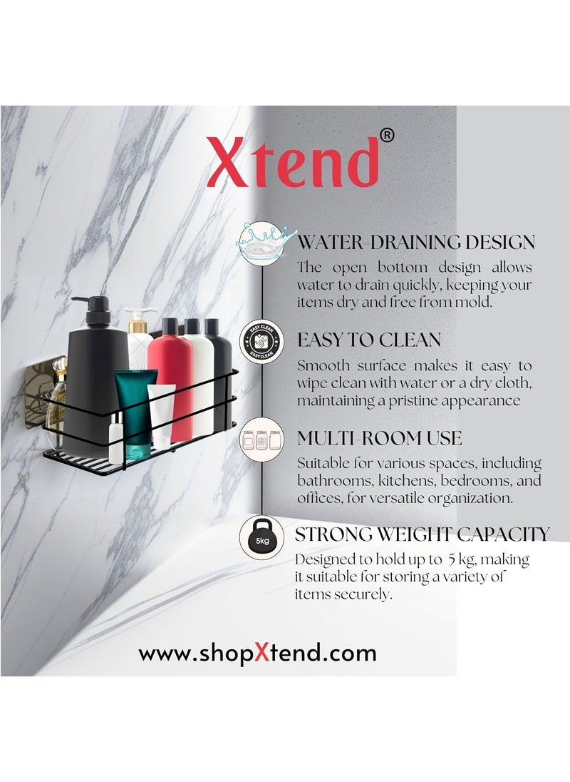 XTEND Xtend Self-Adhesive Bathroom Shelf, Multipurpose Kitchen Shelf with Magic Stickers, Rustproof GI Steel, Black Powder Coated, Drill-Free, Easy Installation - Pack of 1  - Image 3