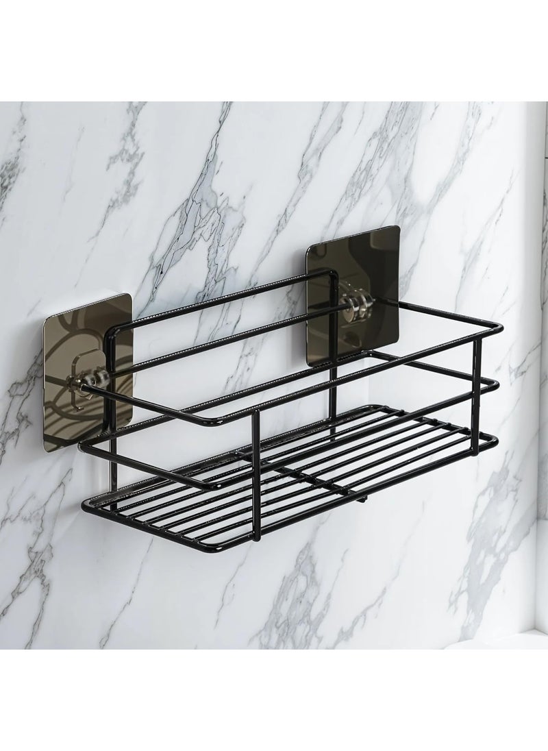 XTEND Xtend Self-Adhesive Bathroom Shelf, Multipurpose Kitchen Shelf with Magic Stickers, Rustproof GI Steel, Black Powder Coated, Drill-Free, Easy Installation - Pack of 1  - Image 1