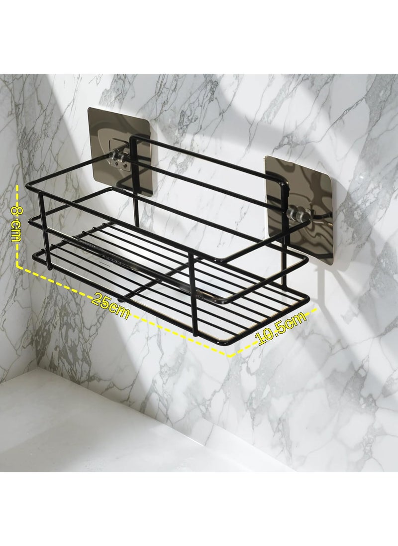 XTEND Xtend Self-Adhesive Bathroom Shelf, Multipurpose Kitchen Shelf with Magic Stickers, Rustproof GI Steel, Black Powder Coated, Drill-Free, Easy Installation - Pack of 1  - Image 2