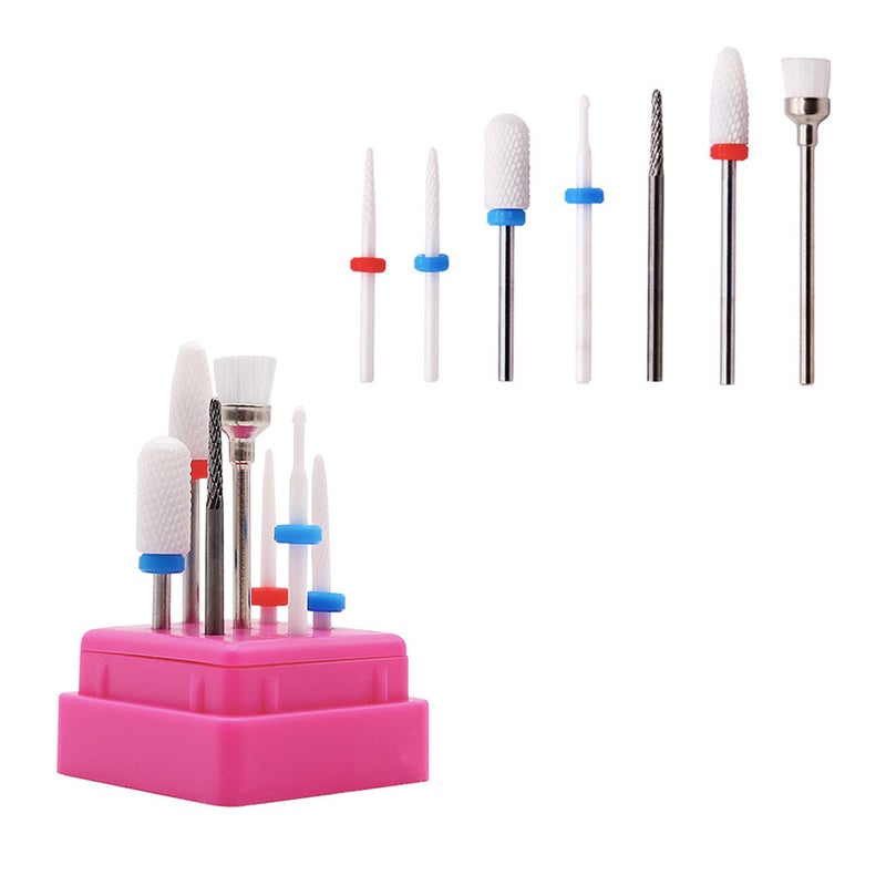 1 Set 7pcs Ceramics Electric Grinding Nail Drill Bits Set Milling Cutter Manicure Tool Polish Tool for Nail Art Shop Friends - Image 3