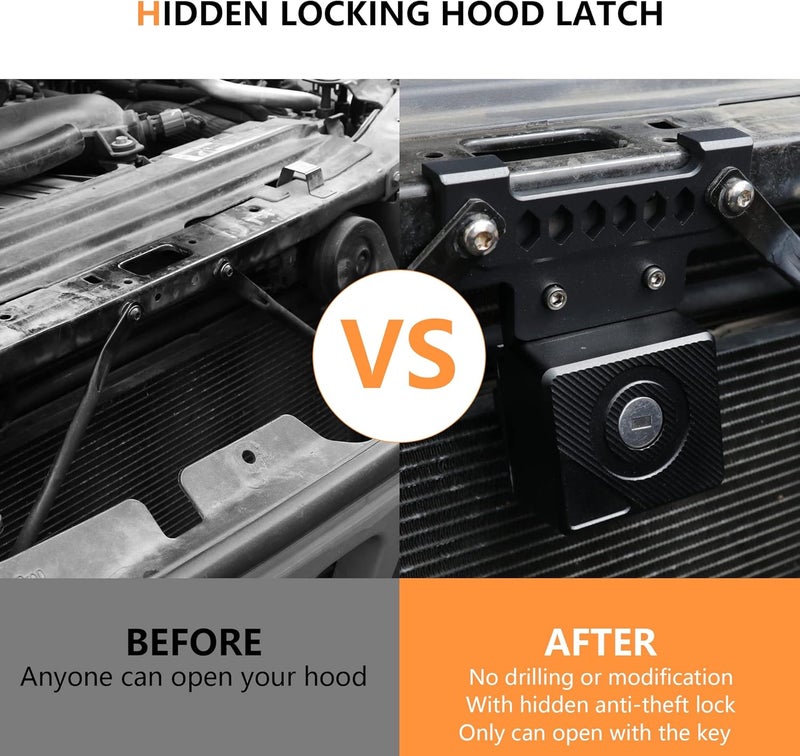 RERPRO JL Hood Lock for 2018-2024 Jeep Wrangler JL JLU Unlimited 4XE - Anti-Theft Hidden Hood Latches with 2 Keys - Image 2
