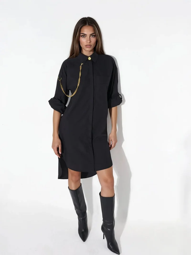 جينيفر Oversized Mini Shirt Dress