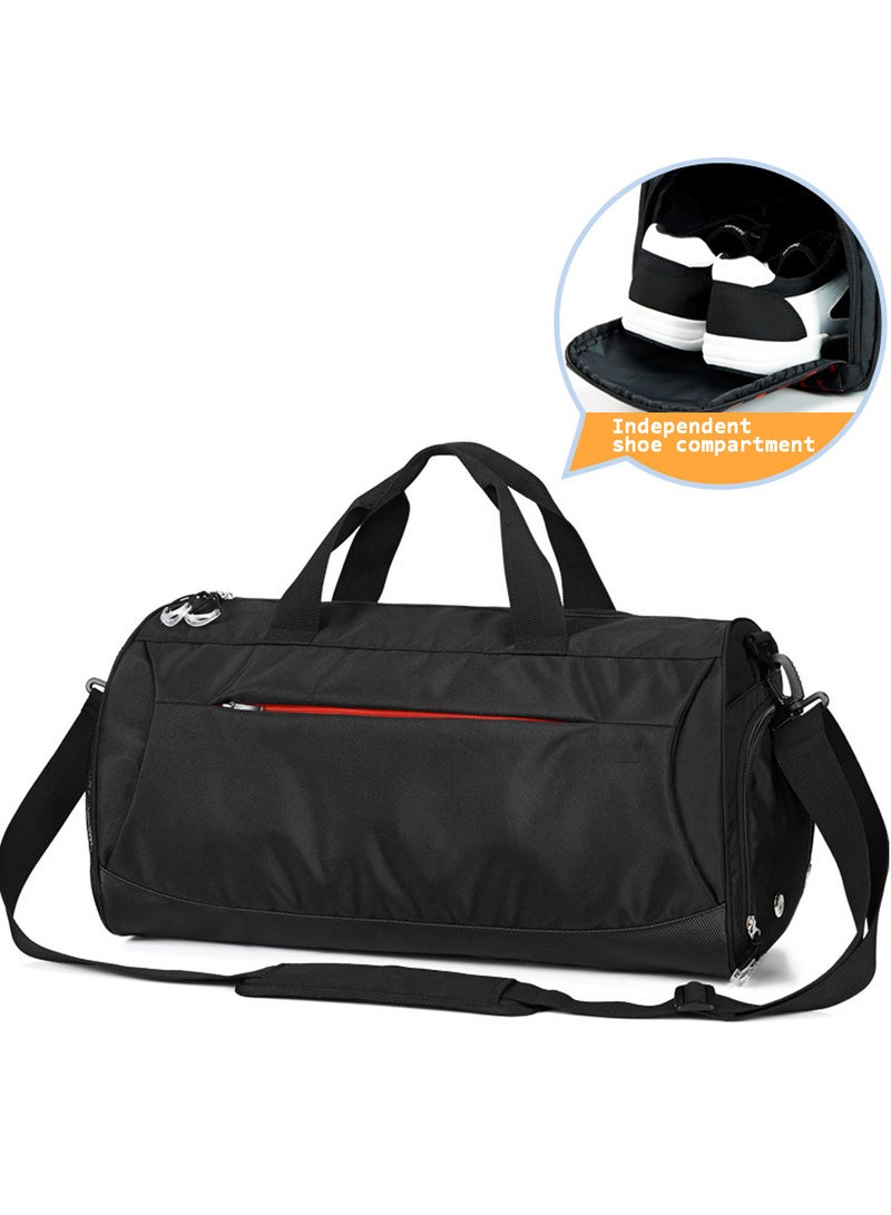 Relex Sports Gym Bag with Shoes Compartment Large Capacity Gym Bag Multi Pocket Duffel Bag for Men and Women Workout Travel (Black)  - Image 1