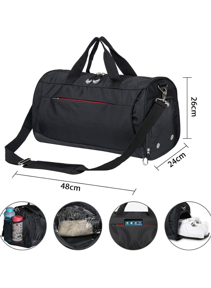 Relex Sports Gym Bag with Shoes Compartment Large Capacity Gym Bag Multi Pocket Duffel Bag for Men and Women Workout Travel (Black)  - Image 2