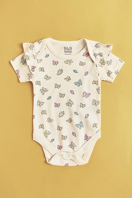 أر أند بي 3 Pack Embroidered Bodysuits with Short Sleeves
