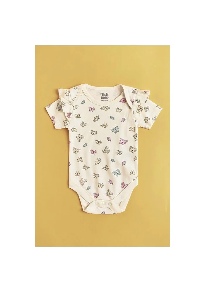 R&b 3 Pack Embroidered Bodysuits with Short Sleeves