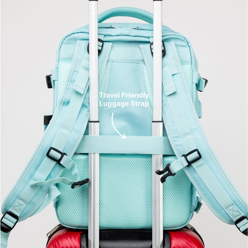 Carrywell (Not Made In China) Travel Backpack Airline Approved, Carry-On Underseat, Holds 15.6 or 16 Inch Laptop, Personal Item Bag with Shoe Compartment For Men Women, Mint 30l - Image 3