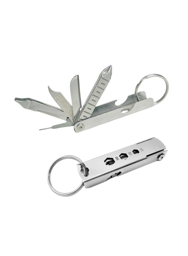 general 2 Packs 11-in-1 mens keychain multi tool, Stainless steel edc bottle opener keychain with folding knife for survival gear and camping tools - Image 1