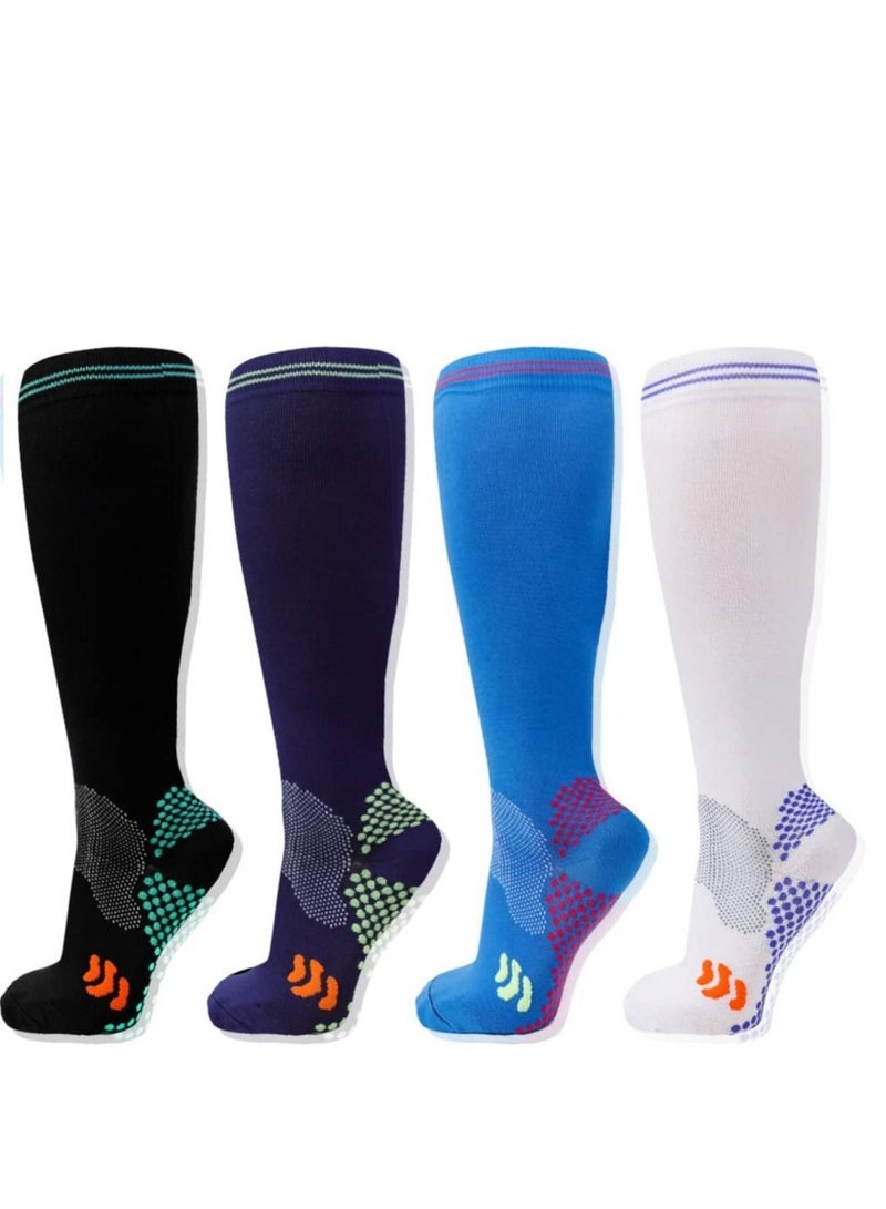 Y&D 4 Pair Medical Sport Compression Sock Unisex cotton support socks for Men Women Nurse - Image 1