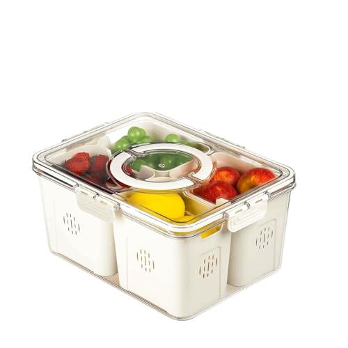PRIME PICK Lids Fridge Storage Boxes, Container for Kitchen Storage Set, Vegetable Storage, Draining Crisper Food Box 1 PCS (4 DEVIDER STRAINER) - Image 1