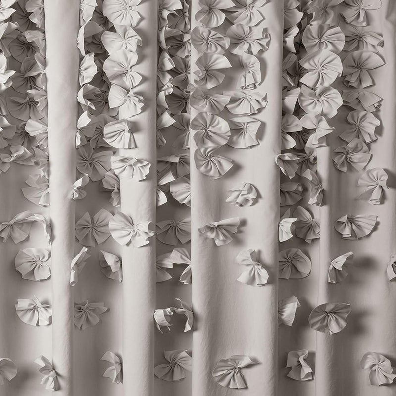 Lush Decor Riley Shower Curtain, 72" W x 72" L, Light Gray - Luxury Shower Curtain With Bows - Pretty Texture - Beautiful & Elegant Girly Bathroom Accessory - Romantic, Vintage Glam Bathroom Decor - Image 5