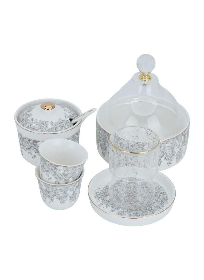 Alsaif Glass Tea Serving Set Pattern 29 Pieces White  - Image 2