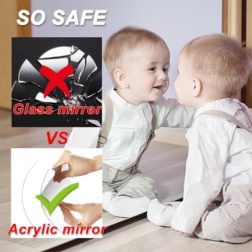 Fliptic 4 Pack Wall Mirror Full Length, 12 x 14 Inch Unbreakable Acrylic Mirror Tiles, Shatterproof Flexible Plastic Mirror Sheets for Bedroom Home Gym Door (4P 12"x 14") - Image 3