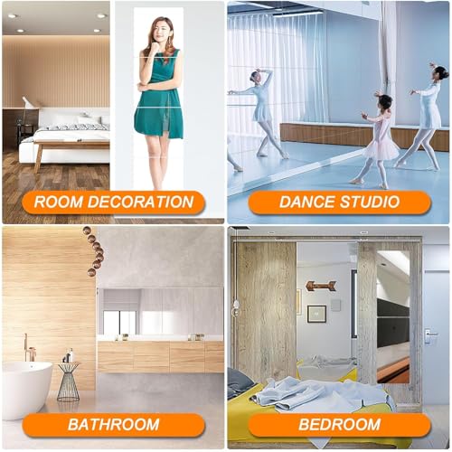 Fliptic 4 Pack Wall Mirror Full Length, 12 x 14 Inch Unbreakable Acrylic Mirror Tiles, Shatterproof Flexible Plastic Mirror Sheets for Bedroom Home Gym Door (4P 12"x 14") - Image 5