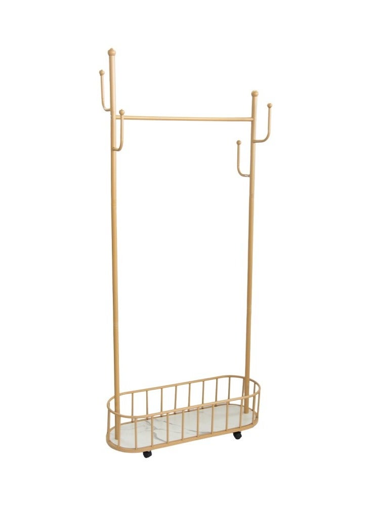 Living Metal Floor Standing Clothes Hanger Portable Wheeled Coat Rack Dressing Room Entryway Furniture Gold Portable 170x80x30 cm  - Image 4