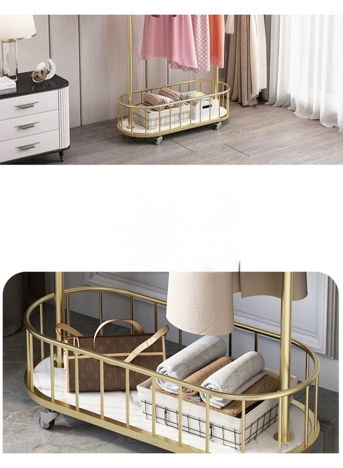 Living Metal Floor Standing Clothes Hanger Portable Wheeled Coat Rack Dressing Room Entryway Furniture Gold Portable 170x80x30 cm  - Image 5