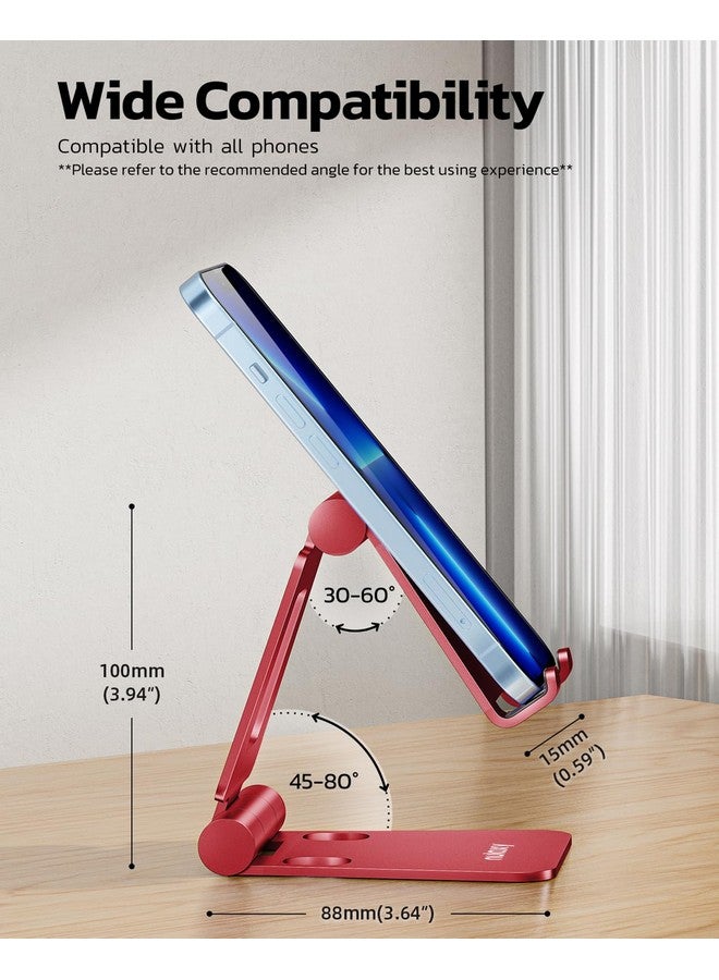 Nulaxy Dual Folding Cell Phone Stand, Fully Adjustable Foldable Desktop Phone Holder Cradle Dock Compatible with Phone 16 15 14 13 12 11 Pro Xs Xs Max Xr X 8, Nintendo Switch, All Phones - Red - Image 1