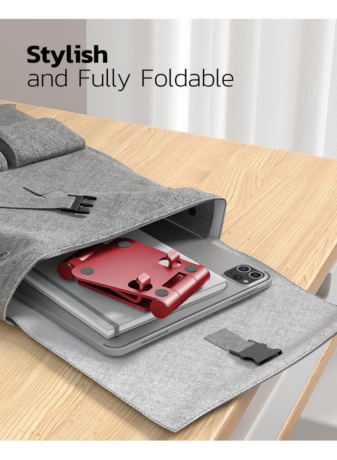 Nulaxy Dual Folding Cell Phone Stand, Fully Adjustable Foldable Desktop Phone Holder Cradle Dock Compatible with Phone 16 15 14 13 12 11 Pro Xs Xs Max Xr X 8, Nintendo Switch, All Phones - Red - Image 4