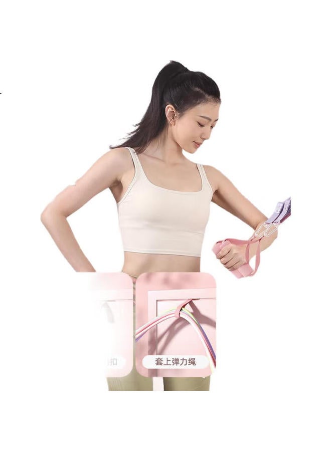 Calliven Women'S Back-Opening Pull Rope, Elastic Rope For Chest Expansion, Home Use Back-Opening And Shoulder-Opening Multi-Functional Trainer, 200 Lbs + Handle - Image 2