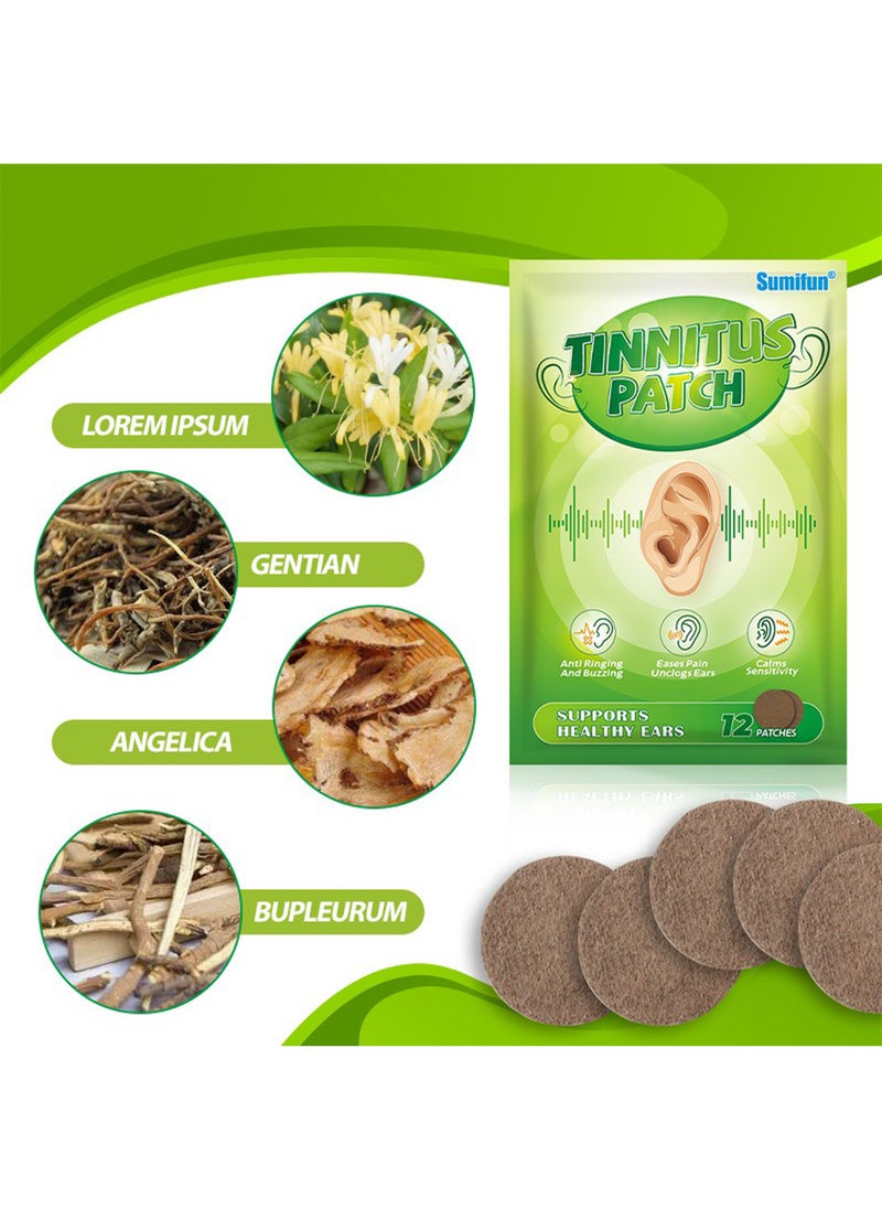 Sumifun - Tinnitus Patch for Ringing Ears, Tinnitus Relief Patches, Natural Herbal Tinnitus Relief Treatment, Relieve Hearing Loss, Protect Ear Health 12 Patches - Image 1
