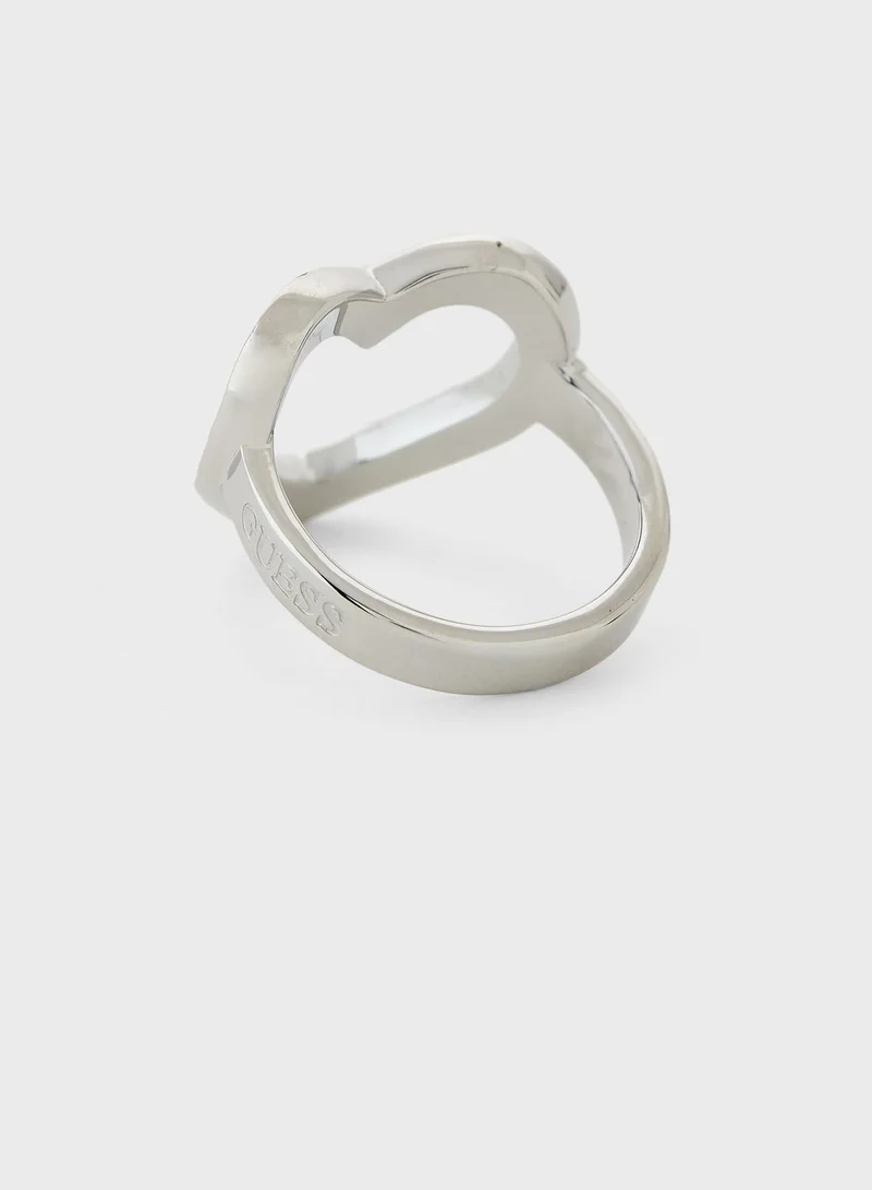 GUESS Crystal Heart Frame Ring