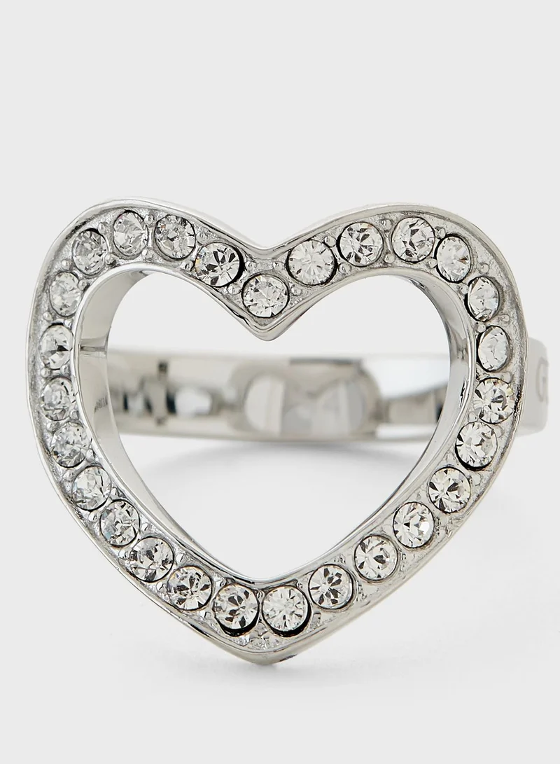 GUESS Crystal Heart Frame Ring