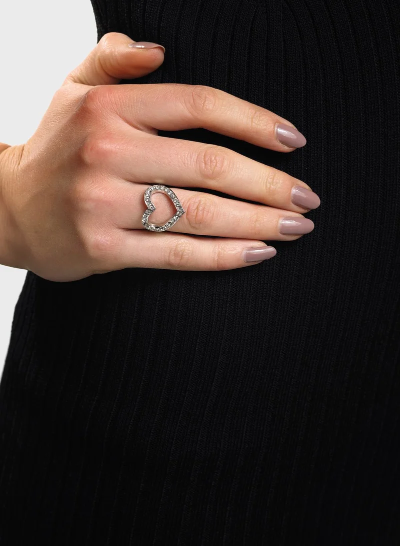 GUESS Crystal Heart Frame Ring