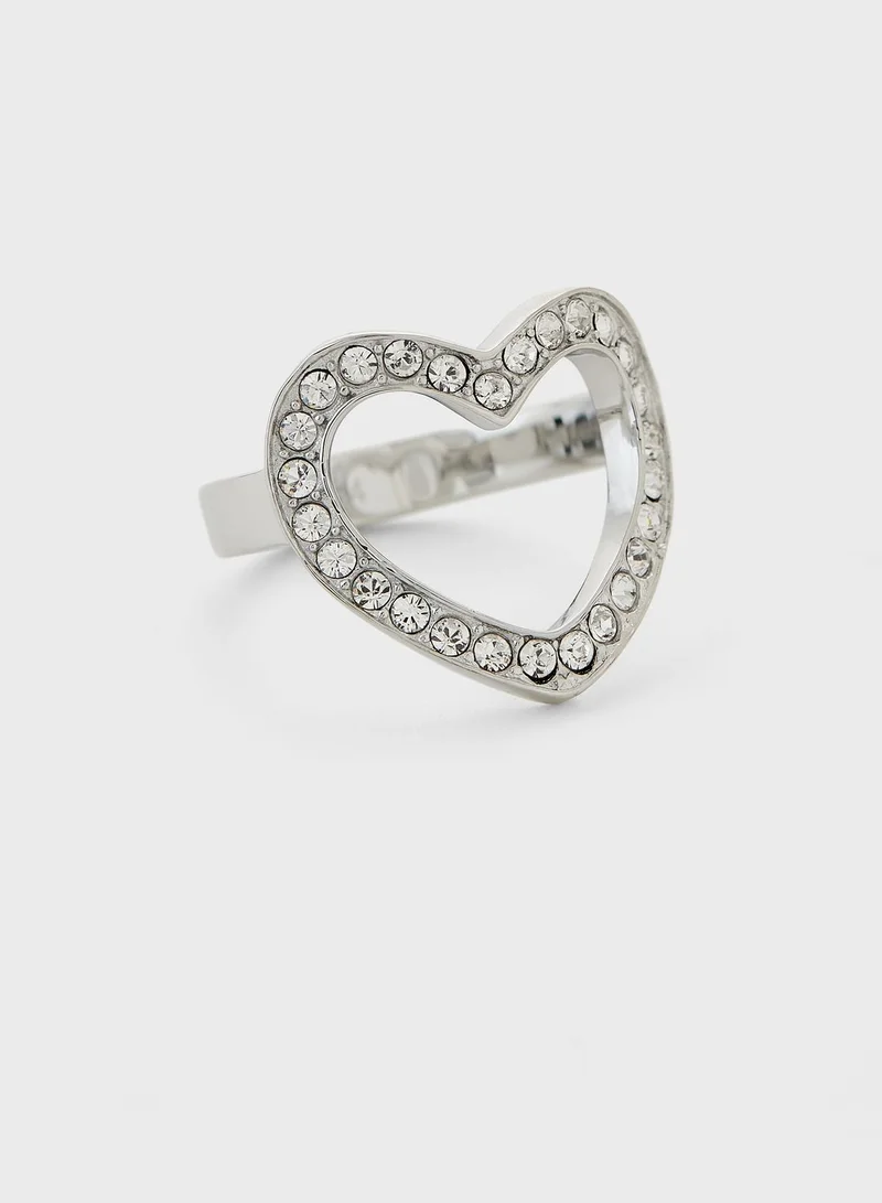 GUESS Crystal Heart Frame Ring