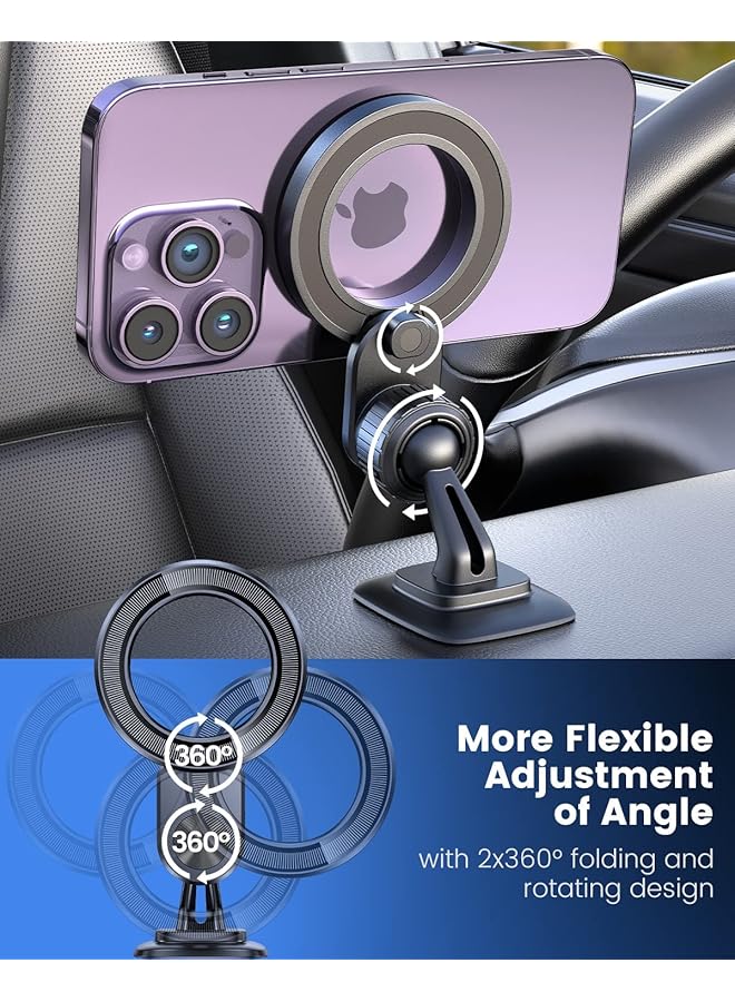 Excefore For Magsafe Car Mount Magnetic Phone Holder For Car Dash Mount Phone Holder Fit Curved Surface Flexible Rotation Compatible With Iphone 14 13 12 Pro Max Plus Mini, Magsafe Case - Image 3