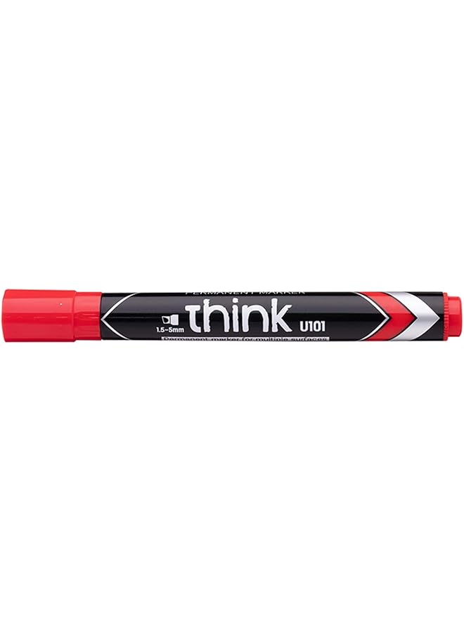 Deli Think 1.5 5 Mm Chisel Tip Permanent Marker Red Pack Of 12 - Image 2