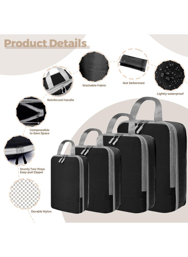 9-Piece Travel Organizer Set – Compression Packing Cubes for Suitcase, Clothes Organizer Bags, Shoe Bag, Laundry Bag & Accessories Pouch – Space Saving Luggage Organizer, Black - Image 5