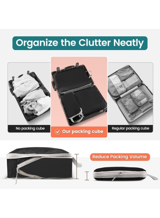 9-Piece Travel Organizer Set – Compression Packing Cubes for Suitcase, Clothes Organizer Bags, Shoe Bag, Laundry Bag & Accessories Pouch – Space Saving Luggage Organizer, Black - Image 2