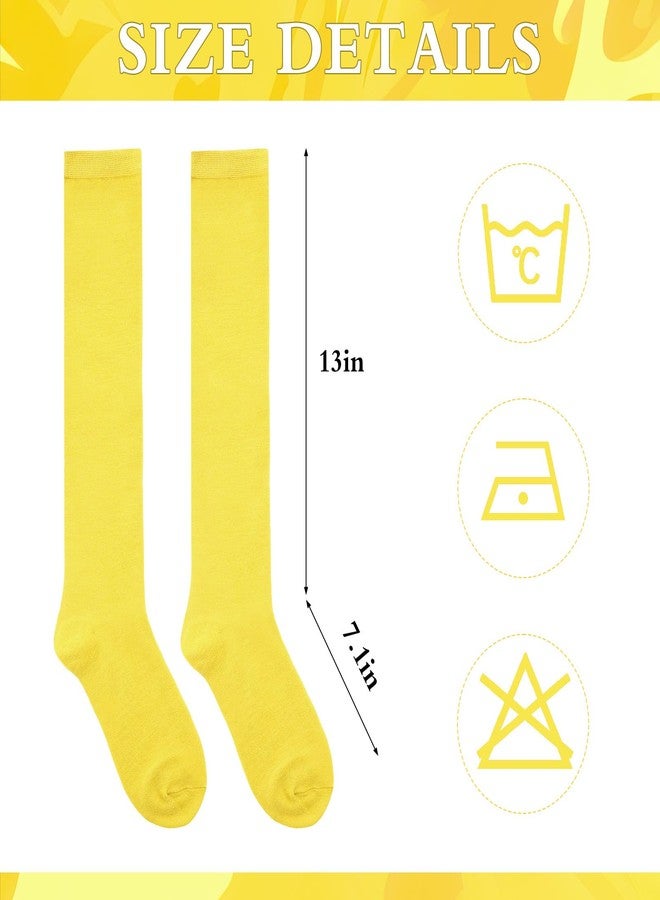 Gvhntk Knee High Socks for Women Girls Long Sock Womens Knee High Socks for Halloween(Yellow) - Image 2
