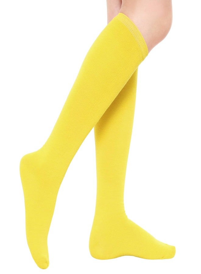 Gvhntk Knee High Socks for Women Girls Long Sock Womens Knee High Socks for Halloween(Yellow) - Image 1