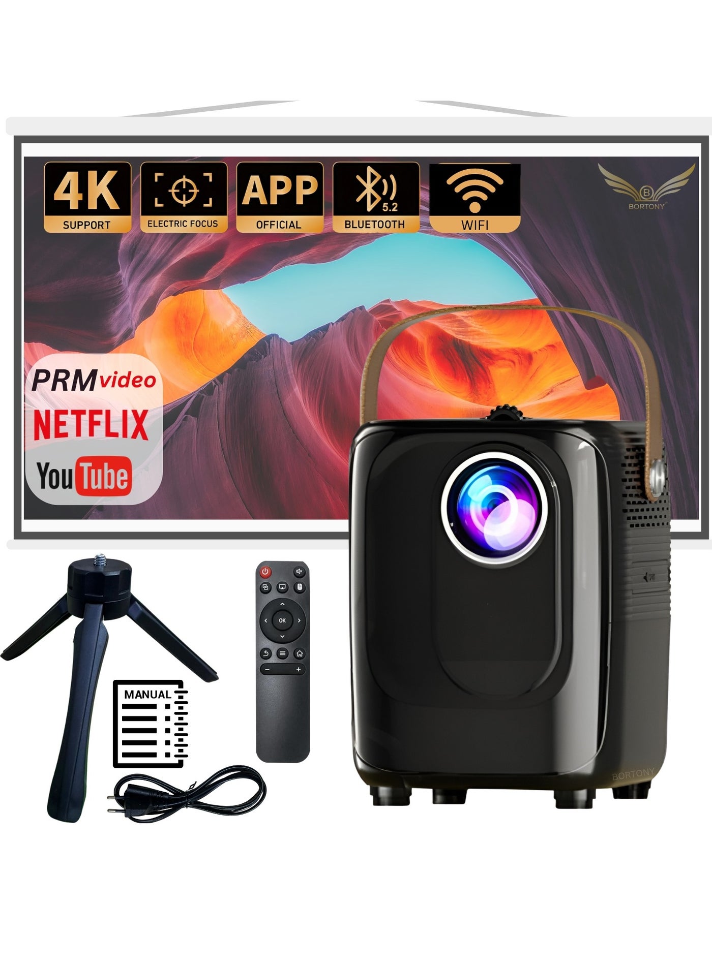 Mini Projector S10 5G WiFi Portable Video Projector 1920x1080P Smart Multimedia Projector 8000 Lumens Bluetooth Home Theater Cinema Movie Projector Support Bluetooth WIFI USB SD Card