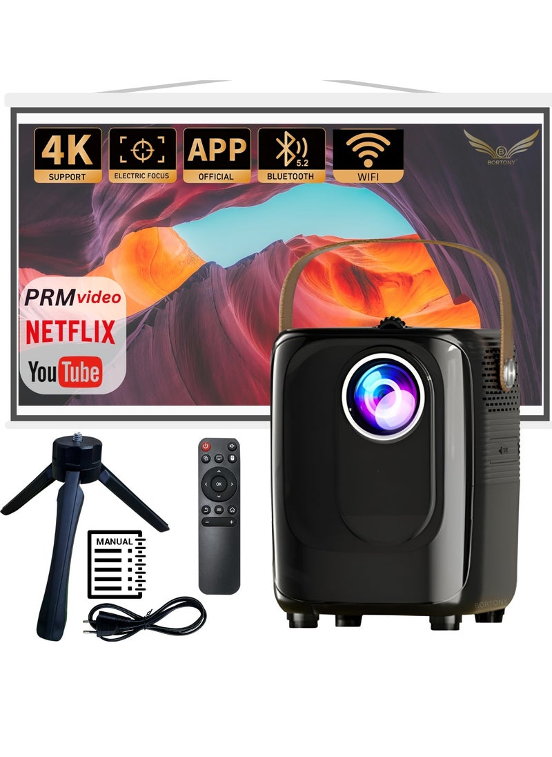 BORTONY Mini Projector S10 5G WiFi Portable Video Projector 1920x1080P Smart Multimedia Projector 8000 Lumens Bluetooth Home Theater Cinema Movie Projector Support Bluetooth WIFI USB SD Card  - Image 1