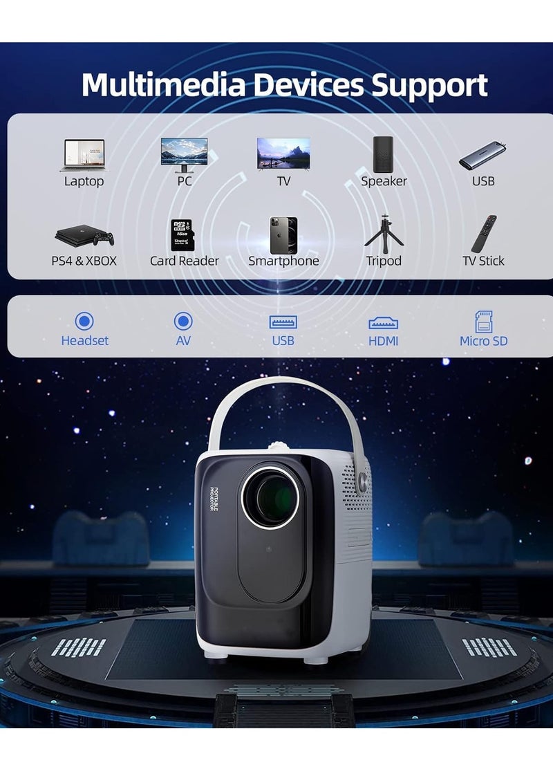 Mini Projector S10 5G WiFi Portable Video Projector 1920x1080P Smart Multimedia Projector 8000 Lumens Bluetooth Home Theater Cinema Movie Projector Support Bluetooth WIFI USB SD Card