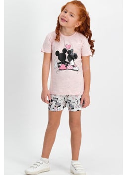 MICKEY MOUSE Licensed Salmon Girls Shorts Set  - Image 1